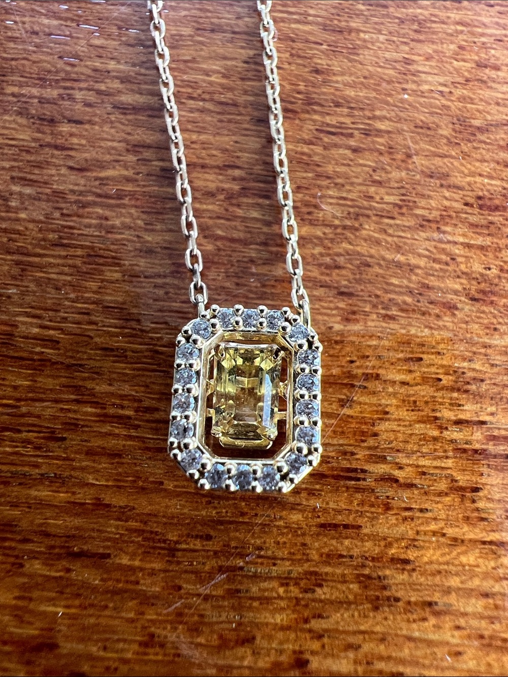 Swarovski Yellow Stone Halo Pendant Necklace - Women Jewelry